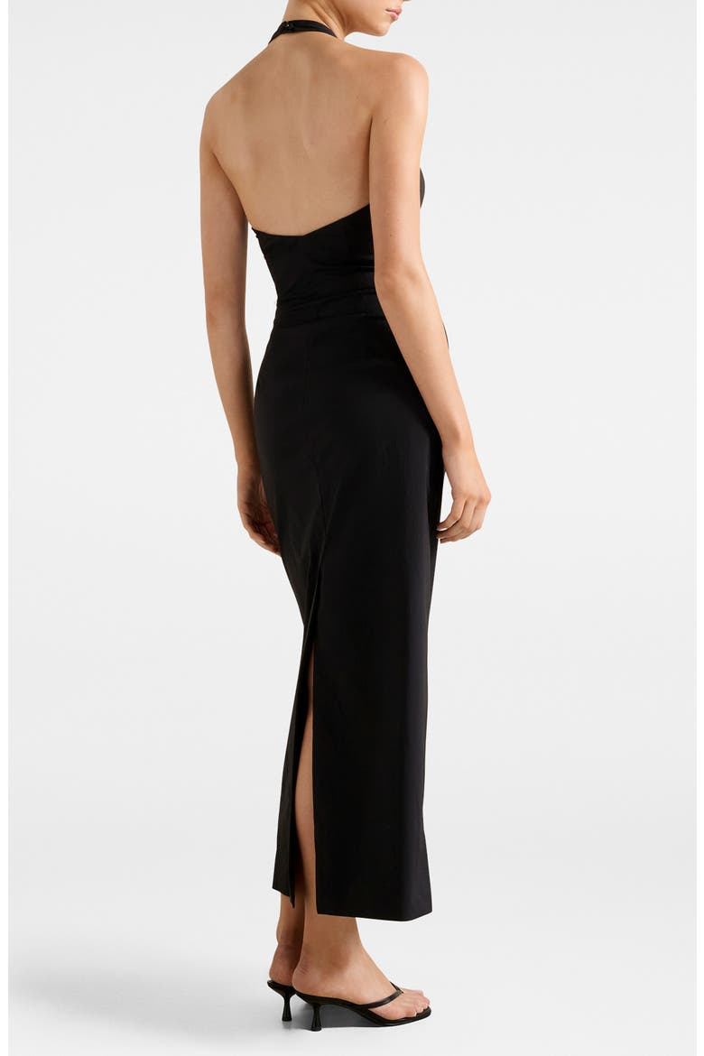 Tia Halter Midi Dress, Alternate, color, BLACK