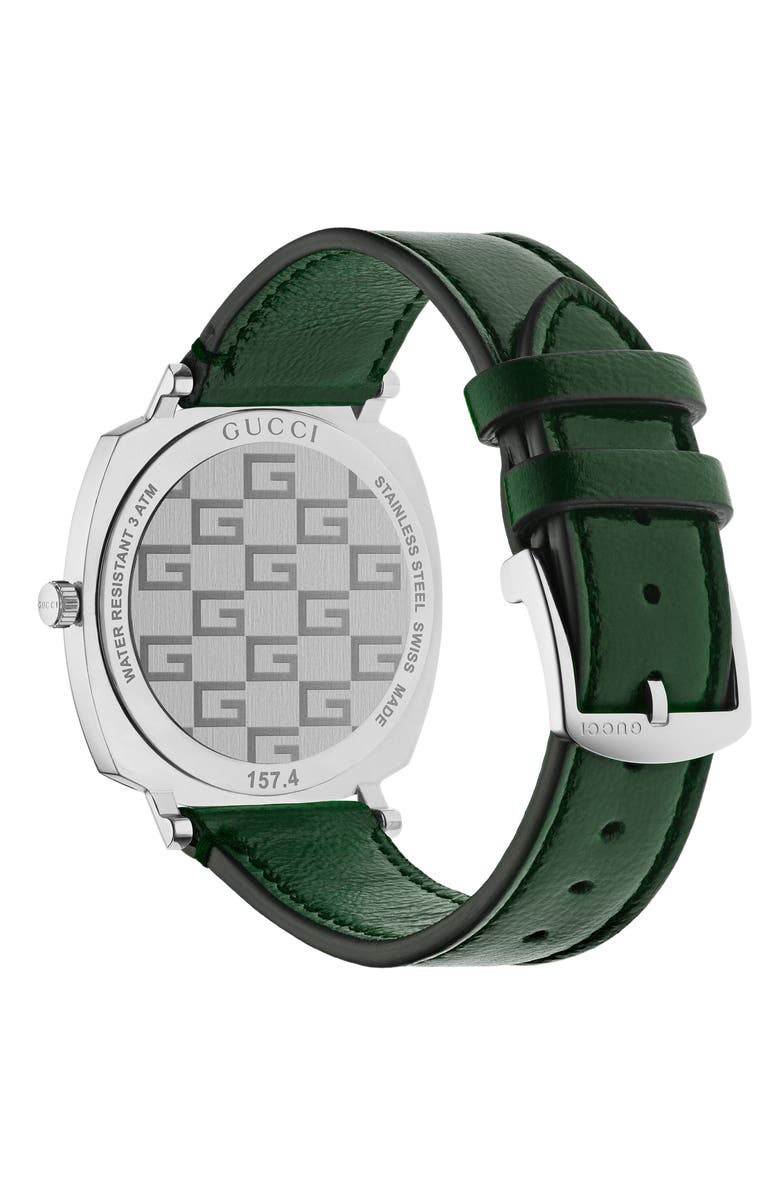 Gucci Grip Leather Strap Watch, 38mm, Alternate, color, 