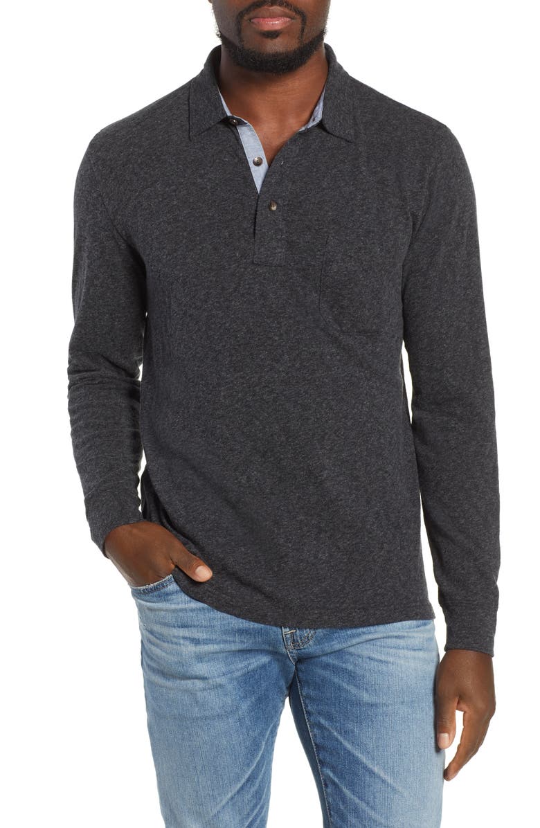 Faherty Luxe Heather Long Sleeve Polo, Main, color,