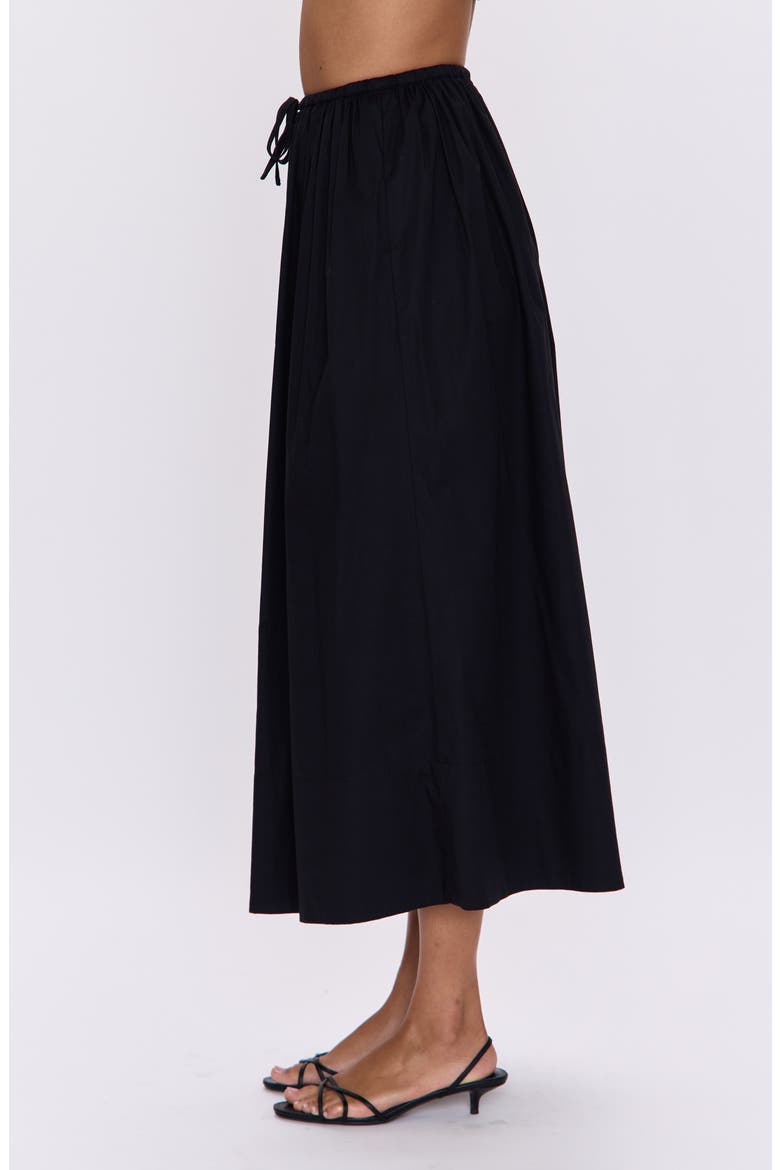 Noelle Stretch Cotton A-Line Midi Skit, Alternate, color, NOIR
