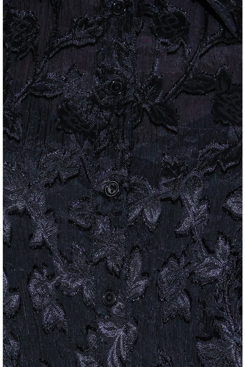 Floral Jacquard Long Sleeve Button-Up Shirt, Alternate, color, BLACK
