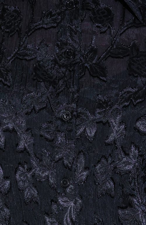 Flying Tomato Floral Jacquard Long Sleeve Button-up Shirt In Black
