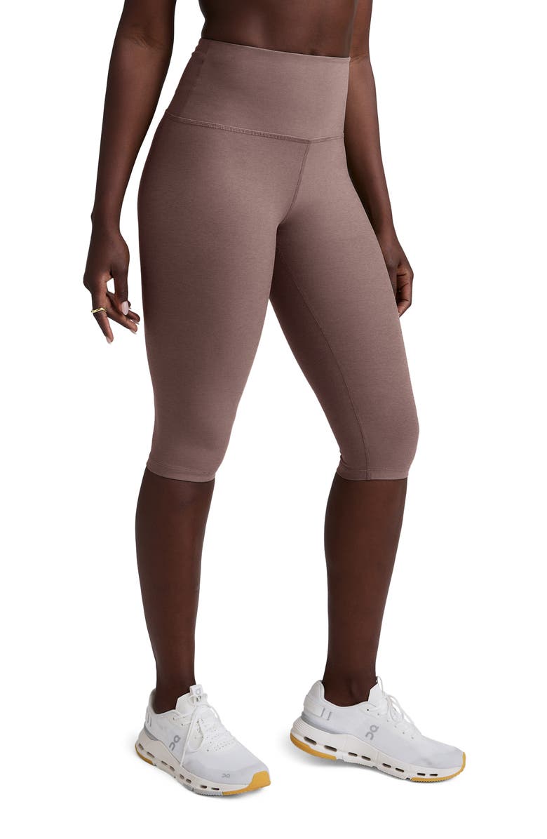 Beyond Yoga High Waist Crop Leggings, Main, color, Rosey Taupe Heather
