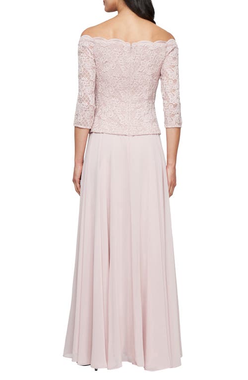 Alex Evenings Off The Shoulder Faux Two-piece Cocktail Dress In Blush