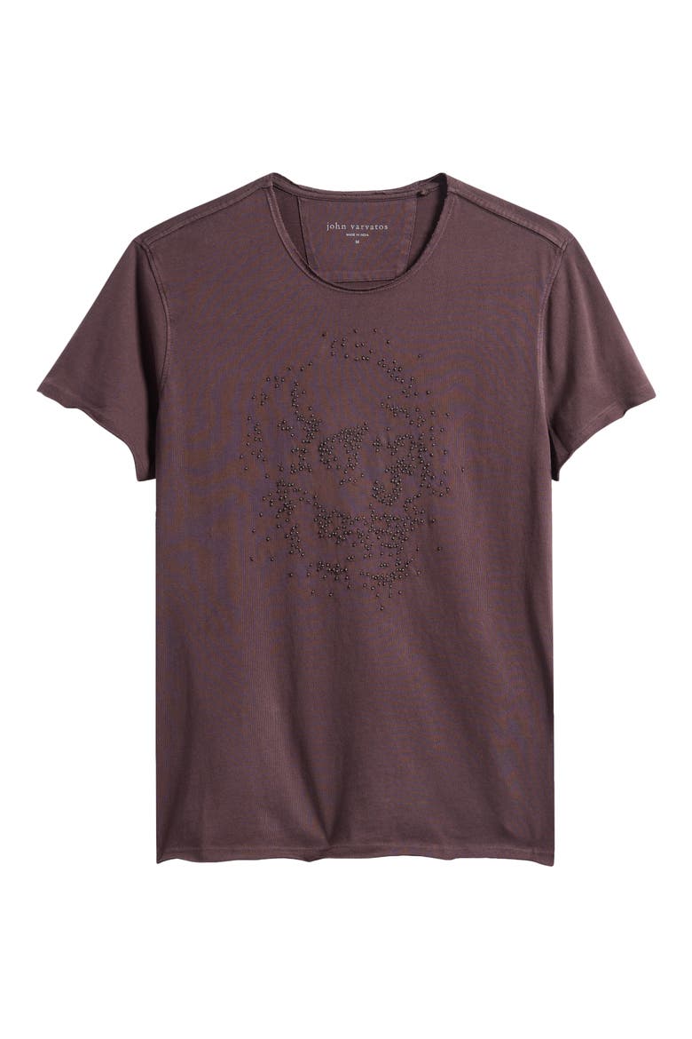 Beaded Skull Raw Edge Graphic Organic Cotton T-Shirt, Alternate, color, OXBLOOD