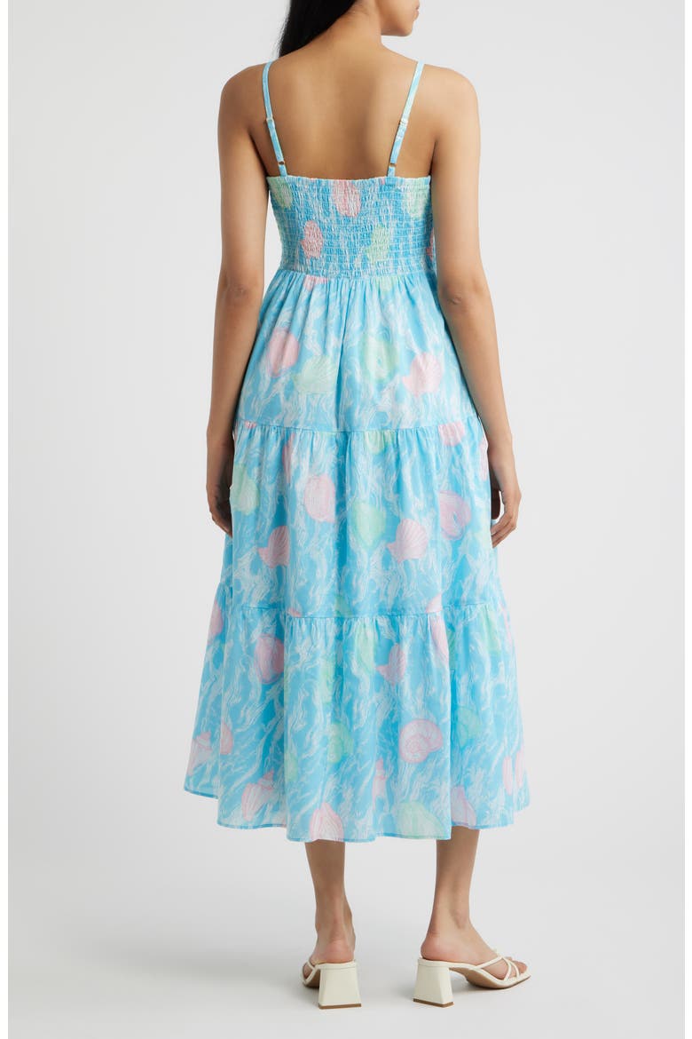 Zanna Shell Print Midi Sundress, Alternate, color, CAPRI BLUE SHELDEN