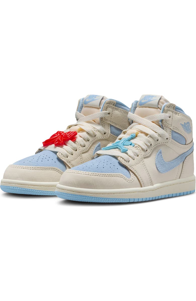 Jordan Kids' Air Jordan 1 Retro High OG Basketball Sneaker, Alternate, color, Pale Ivory/ Blue/ Coconut Milk