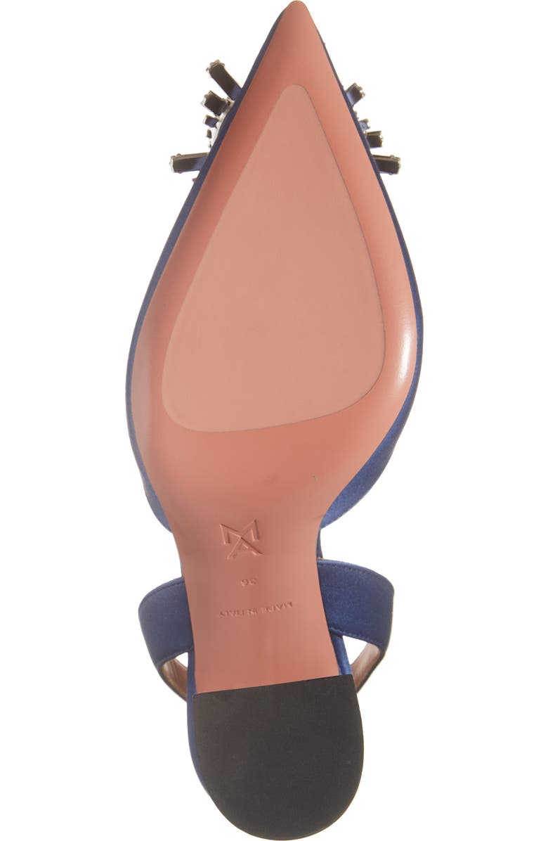 Amina Muaddi Begum Crystal Pointed Toe Slingback Pump, Alternate, color, Navy Blue