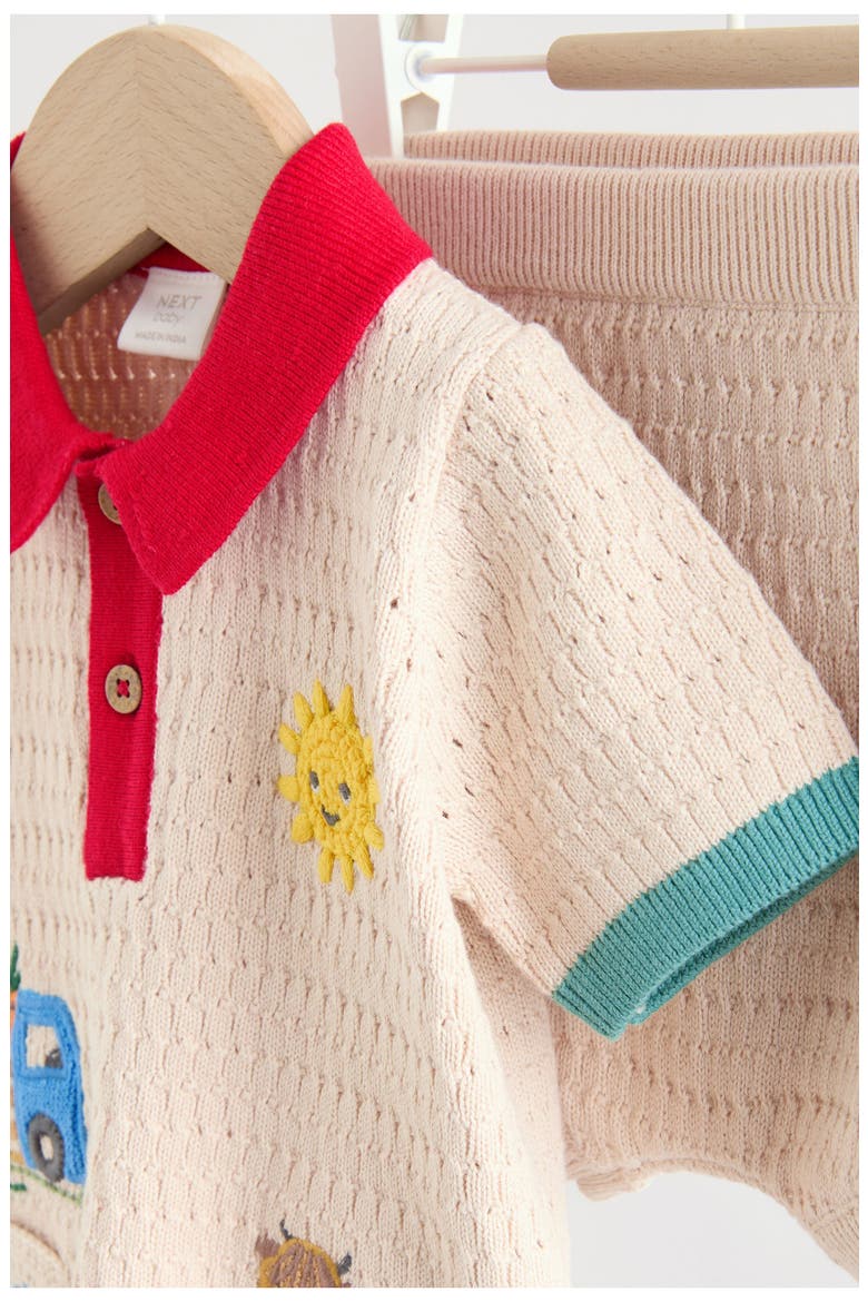 Bright Farm Knit Polo & Shorts Set, Alternate, color, NEUTRAL