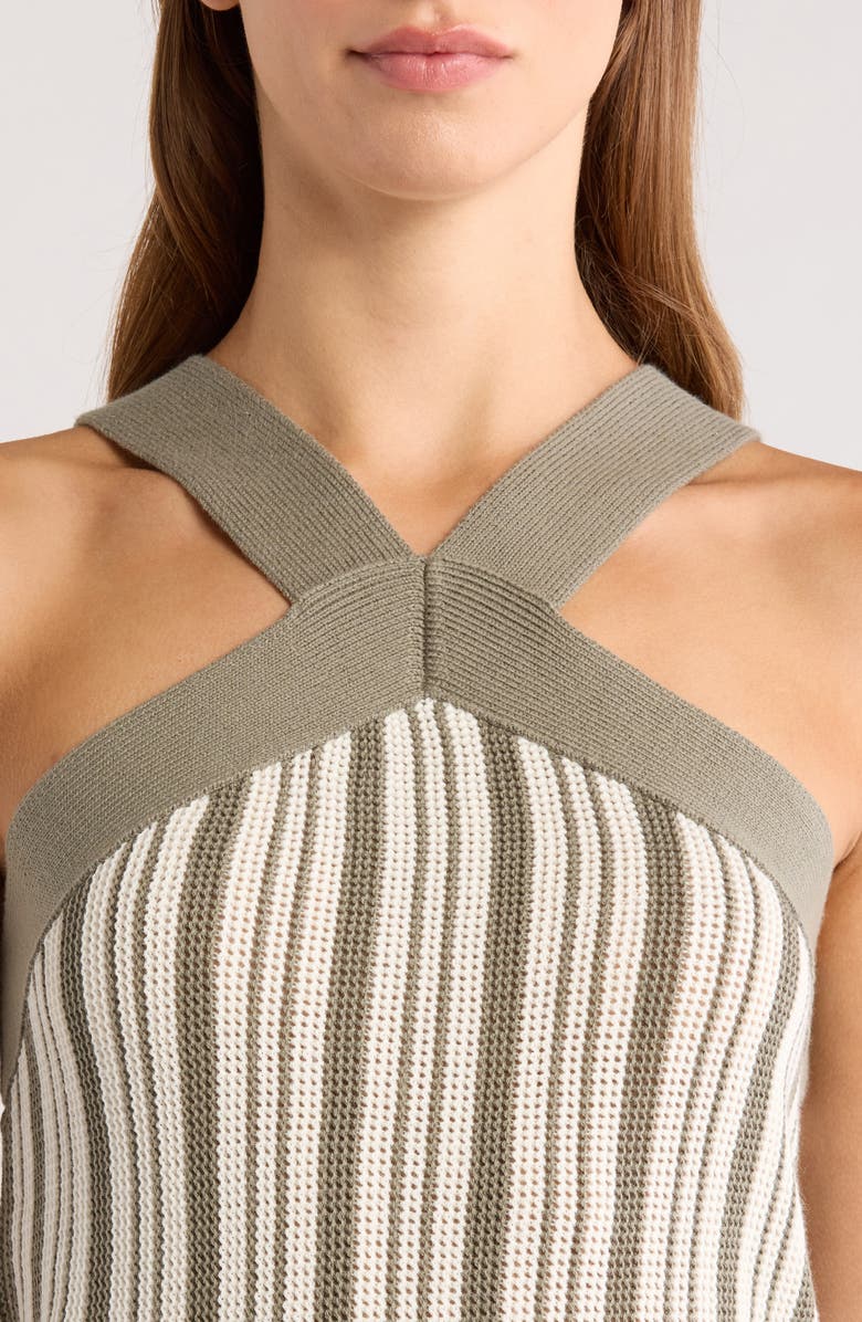 Nation LTD Indy Stripe Pima Cotton Halter Sweater Tank, Alternate, color, Herb Stripe