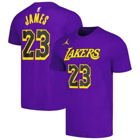 Men's Jordan Brand LeBron James Purple Los Angeles Lakers 2022/23 Statement Edition Name & Number T-Shirt