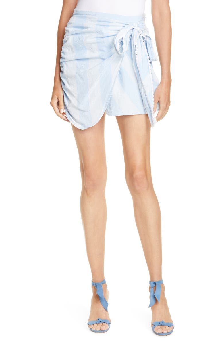 LoveShackFancy Monroe Side Tie Miniskirt, Main, color, 