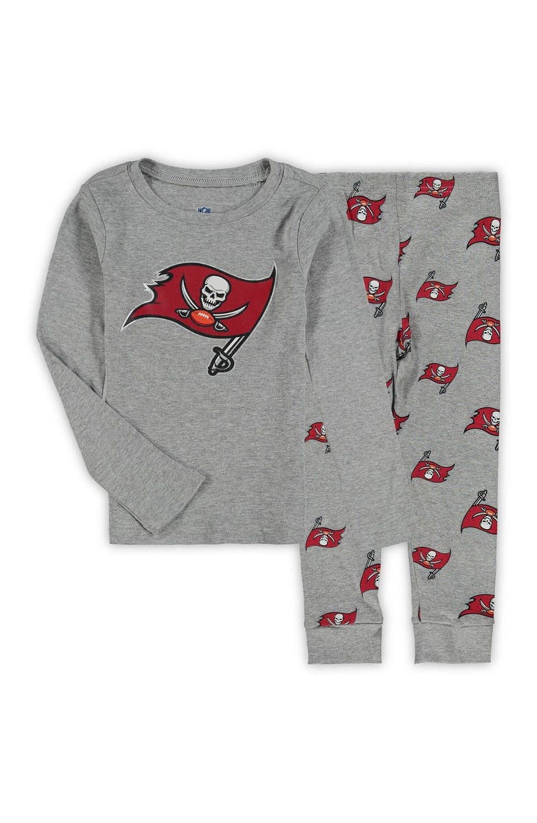 Outerstuff Preschool Gray Tampa Bay Buccaneers Long Sleeve T-Shirt & Pants Sleep Set, Main, color, 