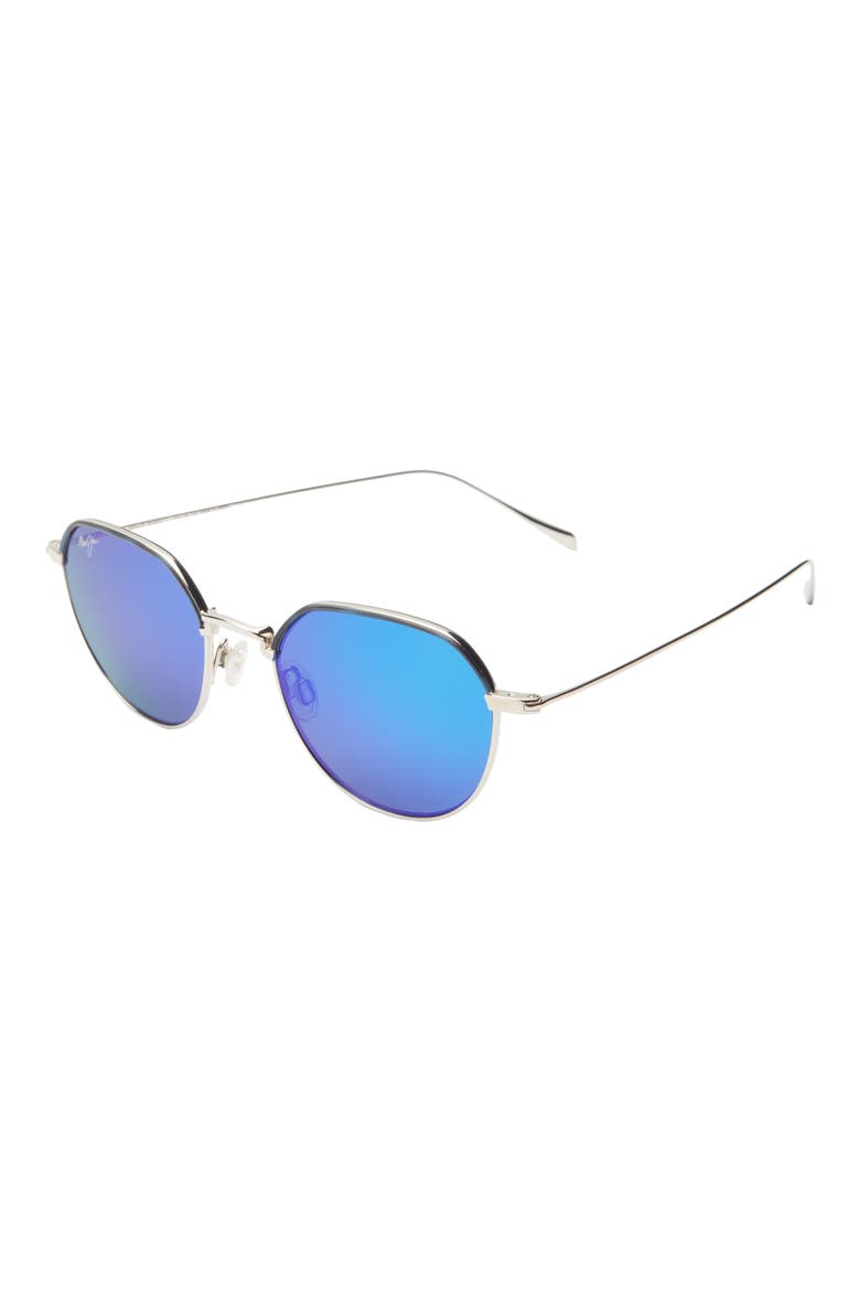 50mm Round Fashion Polarized Sunglasses, Alternate, color, SILVER SILVER BLUE