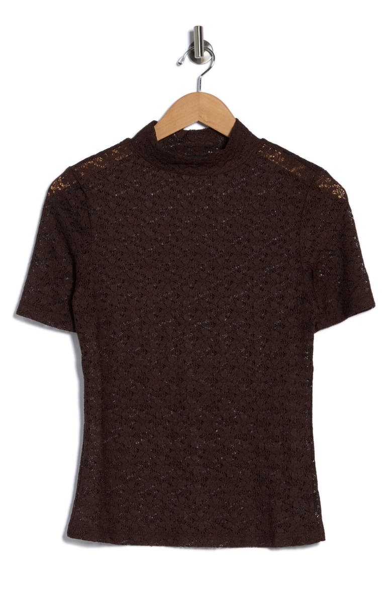 Sanctuary Mock Neck Lace Top, Alternate, color, Chip