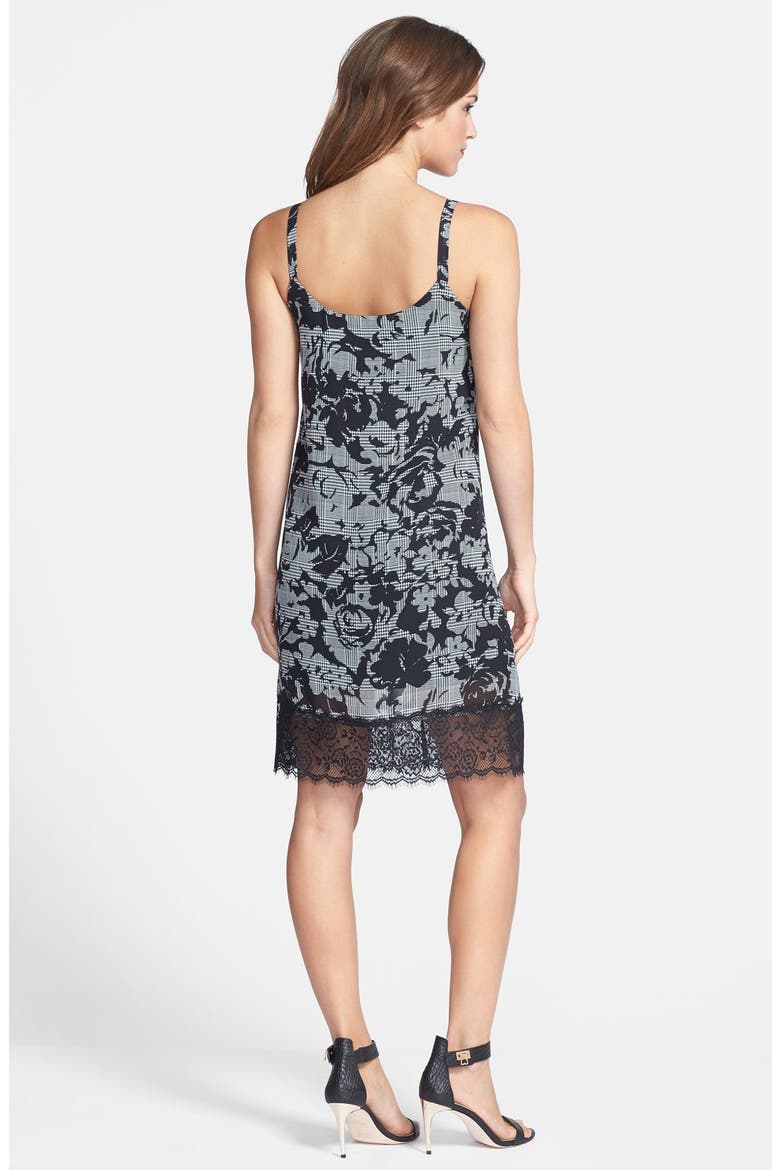 Lace Border Print Dress, Alternate, color, BLACK PLAID/ FLORAL