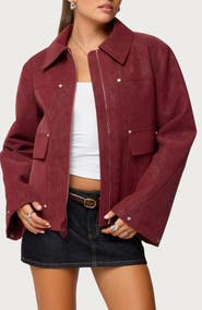 EDIKTED Annabelle Oversize Faux Suede Jacket