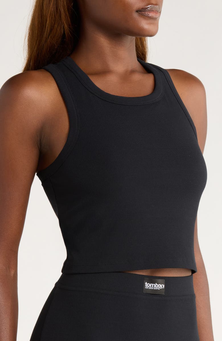 TomboyX Rib Longline Sports Bra, Alternate, color, Black