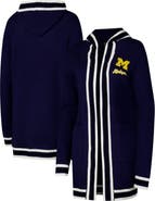 GAMEDAY COUTURE Women's Gameday Couture Navy Michigan Wolverines Stripe Detail Tri-Blend Hoodie Cardigan Sweater