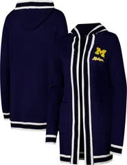 GAMEDAY COUTURE Women's Gameday Couture Navy Michigan Wolverines Stripe Detail Tri-Blend Hoodie Cardigan Sweater