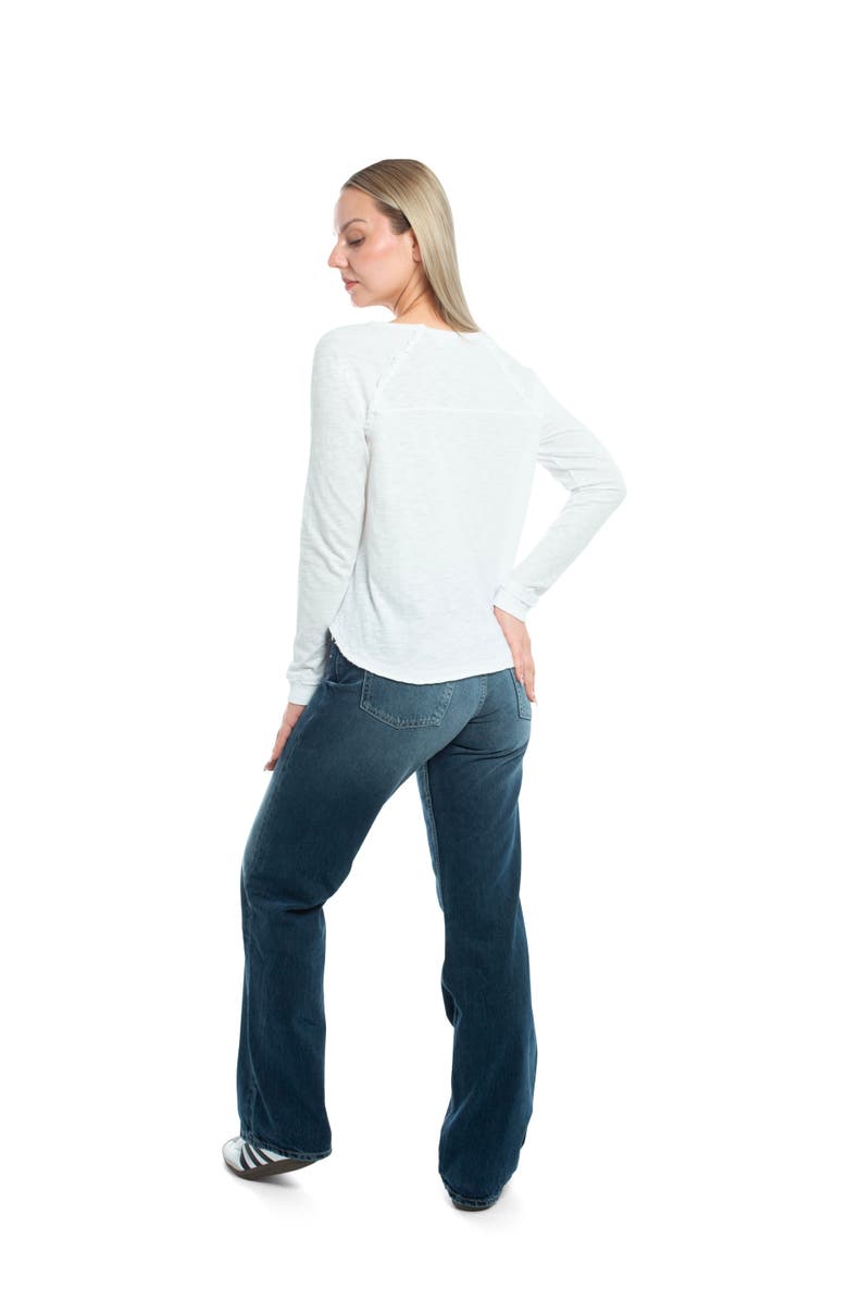 WILT Clothing Raglan Long Sleeve Tee with Ruffle Detail, Alternate, color, White