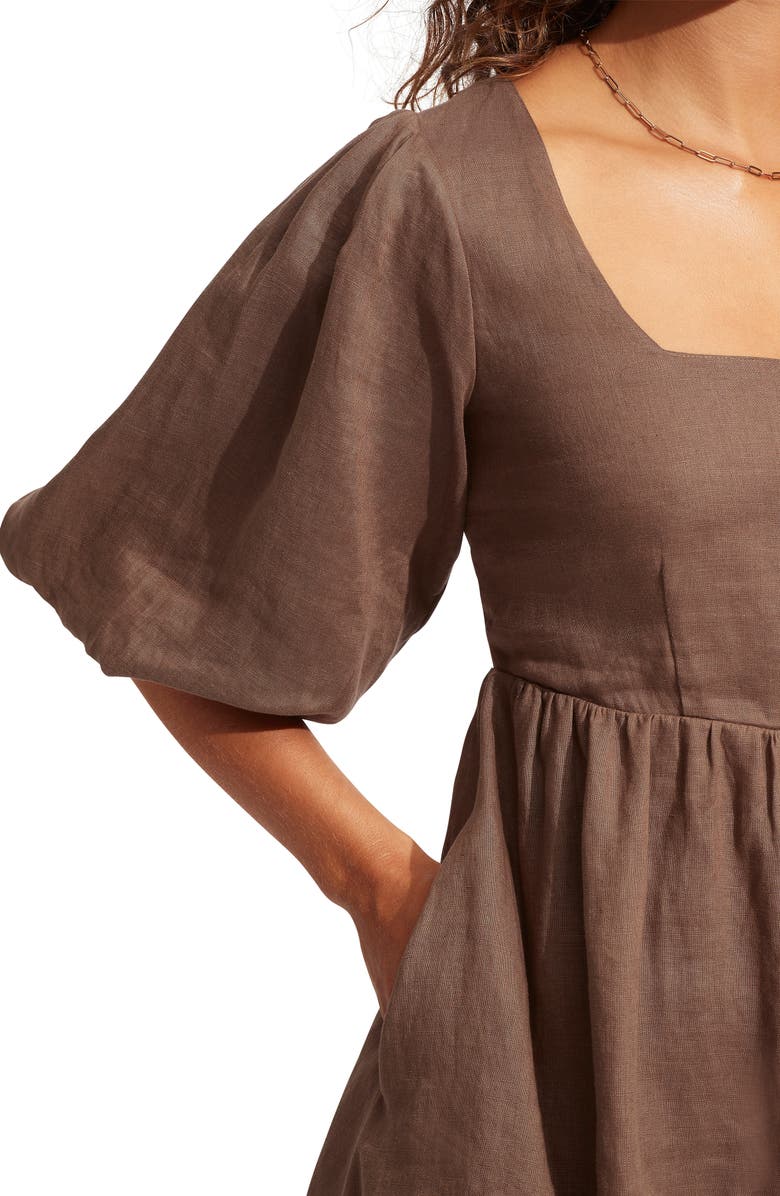 Seafolly Women's Beach Edit Shoreline Linen Cover-Up Dress, Alternate, color, Chocolate