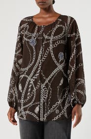 Marina Rinaldi Jewel Print Long Sleeve Georgette Tunic
