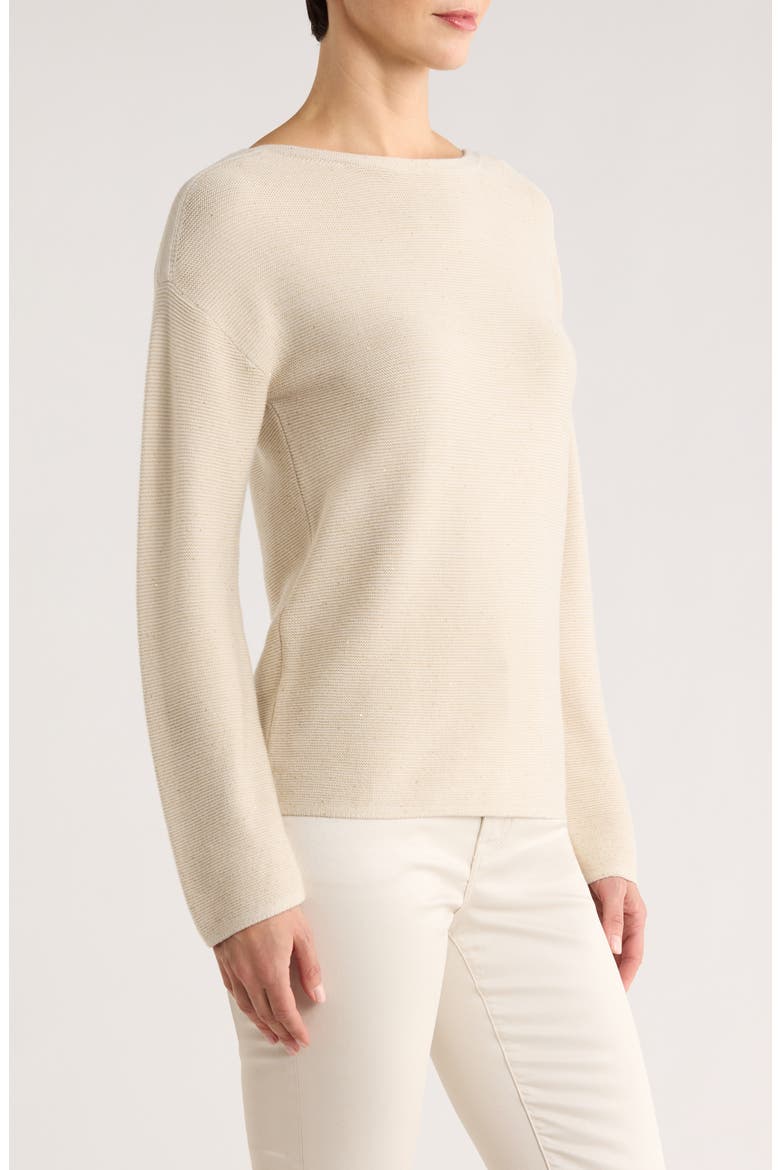 Crystal Sands Sequin Relaxed Fit Cotton Blend Sweater, Alternate, color, SEEDPEARL