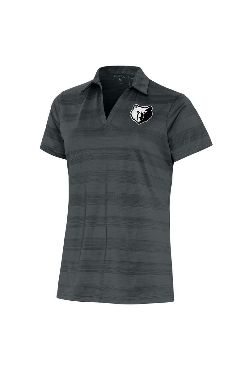 ANTIGUA Women's Antigua  Charcoal Memphis Grizzlies Brushed Metallic Compass Polo, Main, color, 