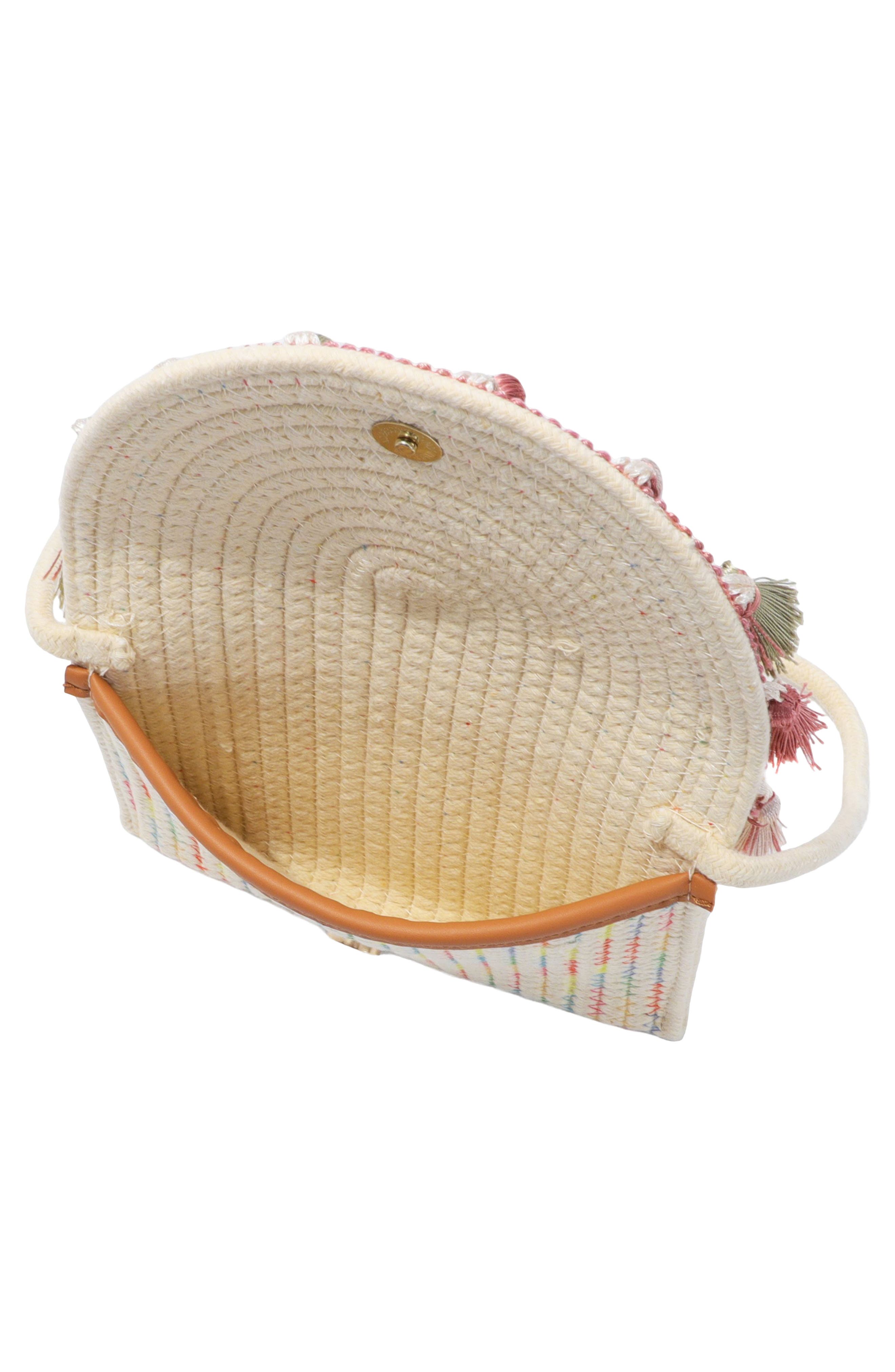 Tassel Raffia Convertible Clutch, Alternate, color, TAN