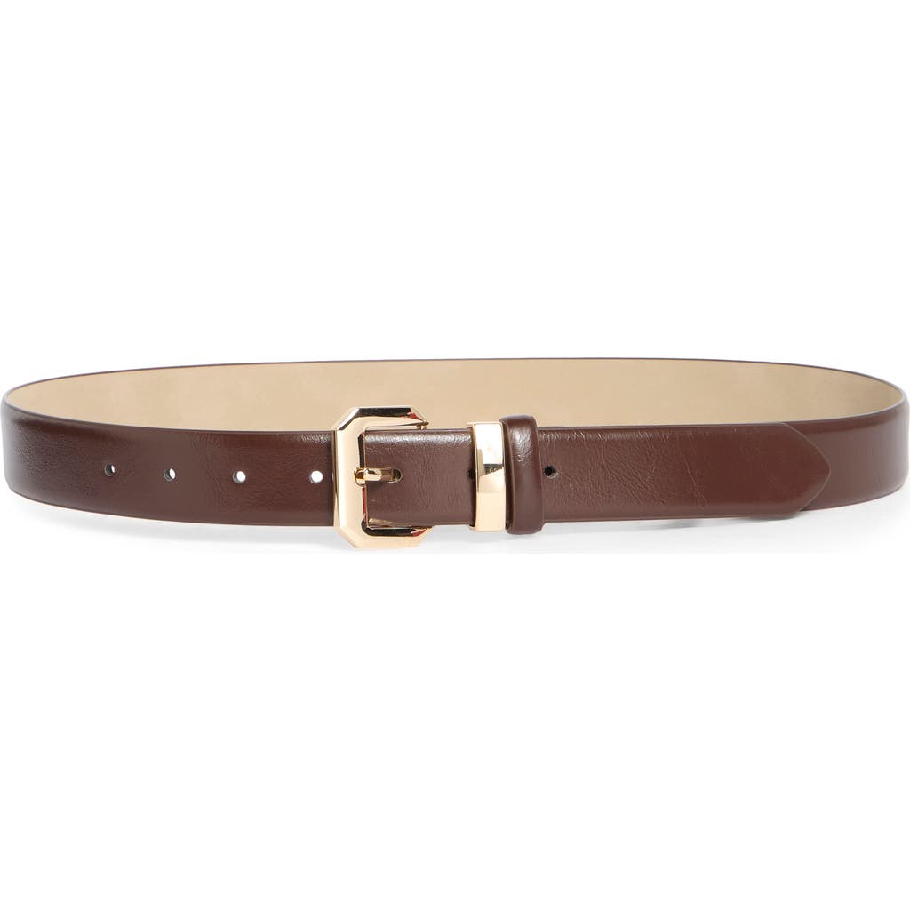 Vince Camuto Bevel Edge Buckle Faux Leather Belt In Brown