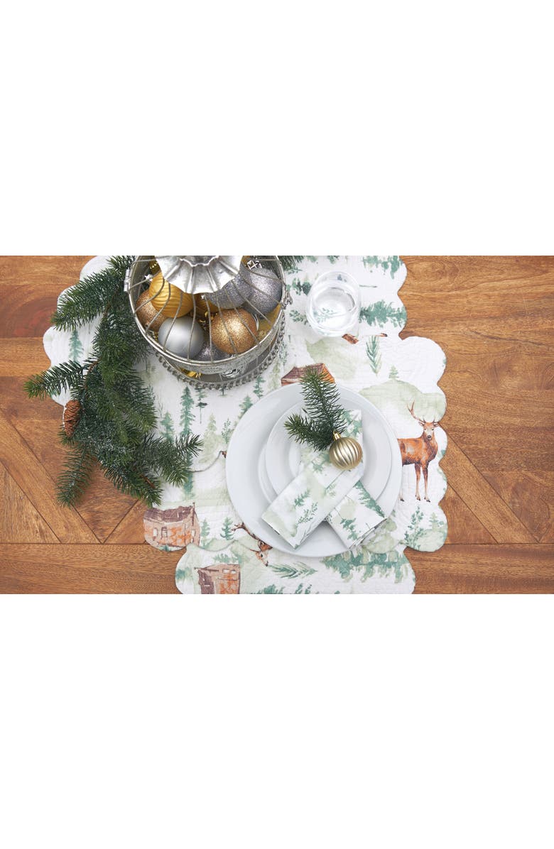C&F Home Christopher Forest Round Woven Reversible Rustic Lodge Placemats Set of 6, 17", Alternate, color, White