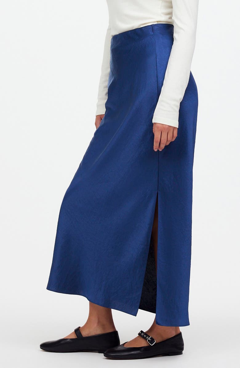 Madewell Satin Maxi Slip Skirt, Alternate, color, Deep Cobalt