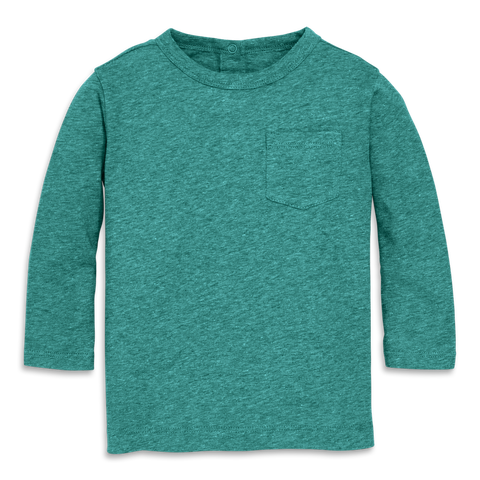 Baby Heathered Long Sleeve Pocket Tee