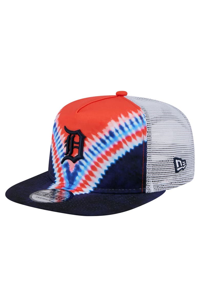 New Era Men's New Era Detroit Tigers Tie-Dye Golfer Trucker Adjustable Hat, Main, color, Navy