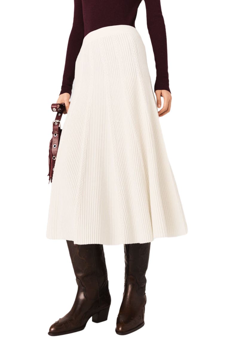 maje Long knit skirt, Alternate, color, Ecru