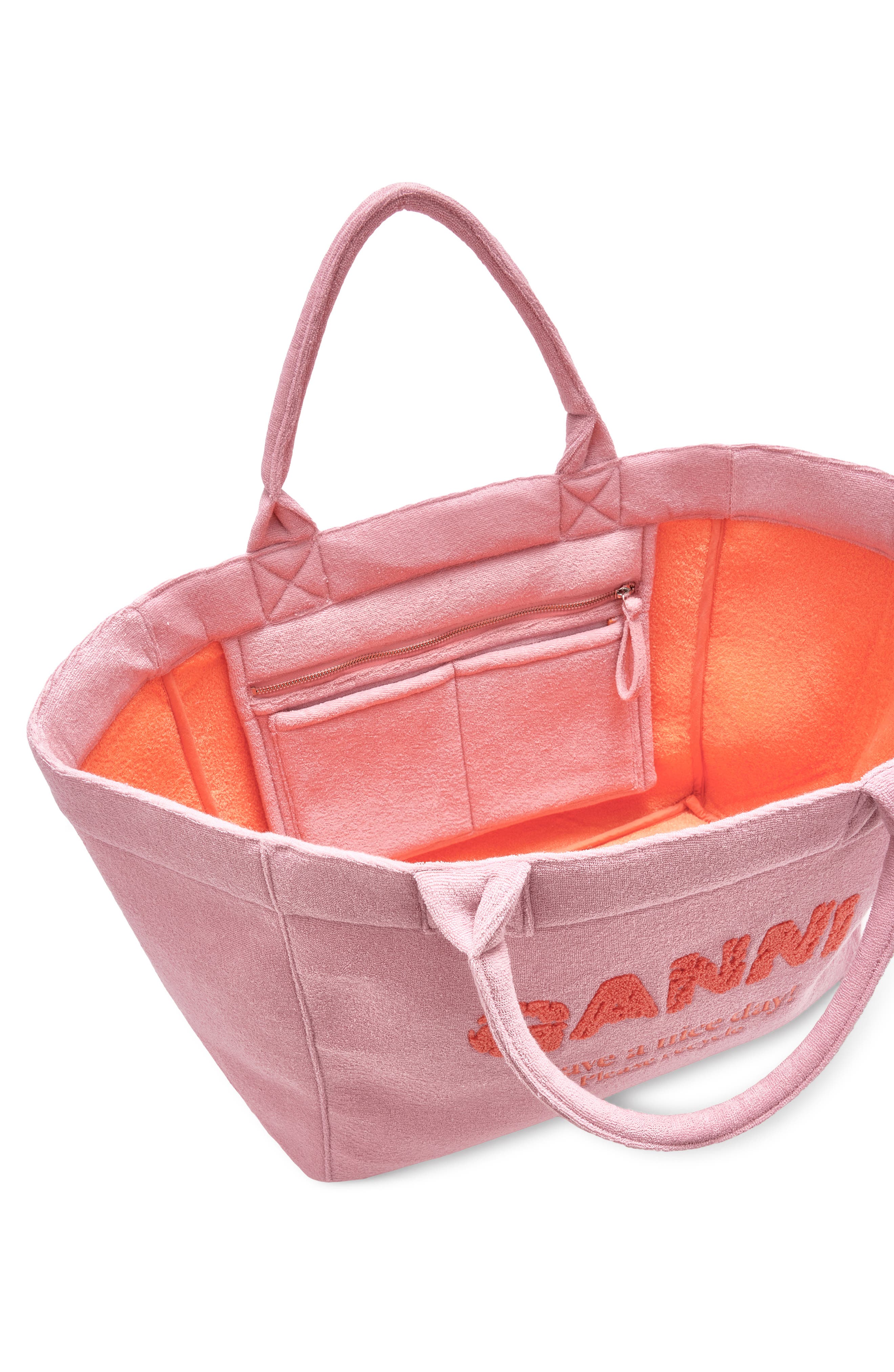 Ganni XXL Beach Resort Shopper, Alternate, color, Parfait Pink