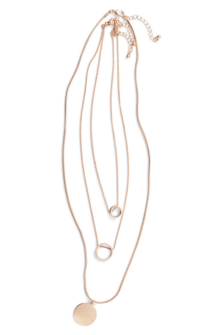 3-Pack Circle Pendant Necklaces, Main, color, GOLD