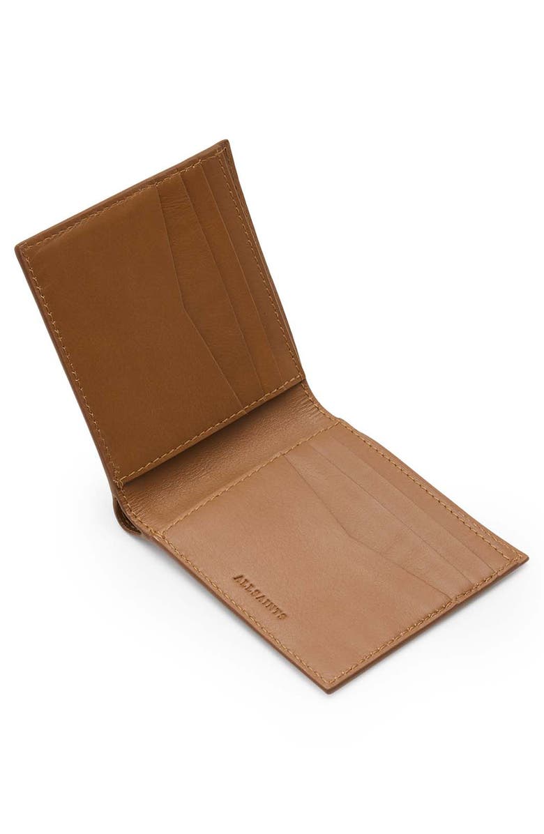 AllSaints Elkka Leather Bifold Wallet, Alternate, color, Sepia Brown