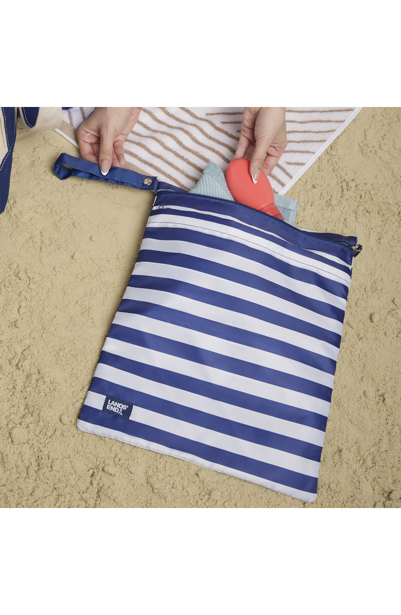 Lands' End Wet Bags for Travel 2-Piece Set, Polyester Canvas Wet Dry Bag for Swimsuits, Wet Clothes, and More, Alternate, color, Navy