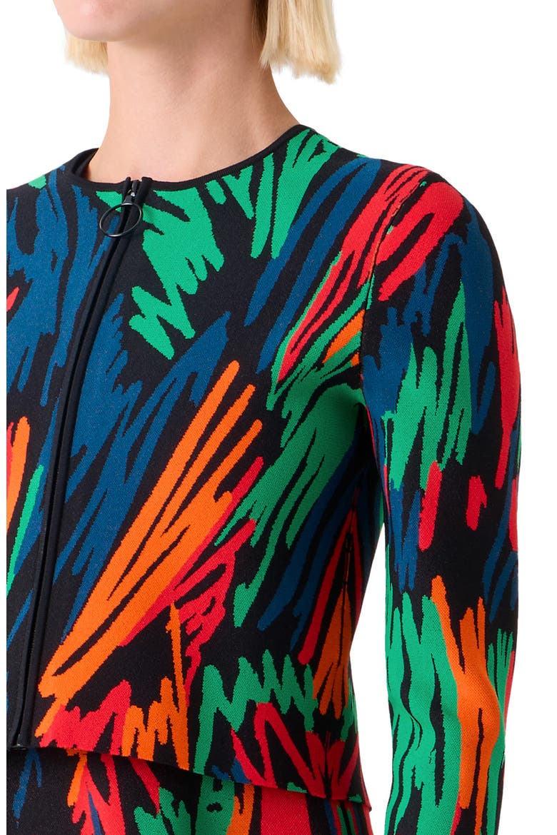 Oversize Scribble Jacquard Cardigan, Alternate, color, BLACK-MULTI