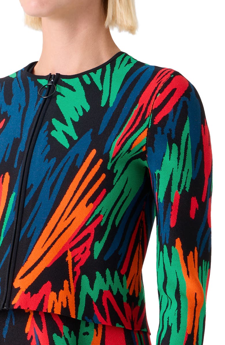 Akris punto Oversize Scribble Jacquard Cardigan, Alternate, color, Black-Multi