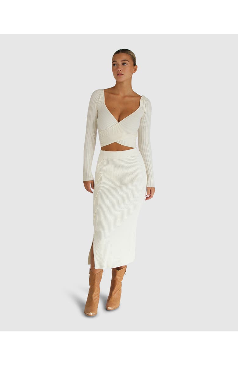 Belle & Bloom All My Life Knit Midi Skirt, Alternate, color, Cream