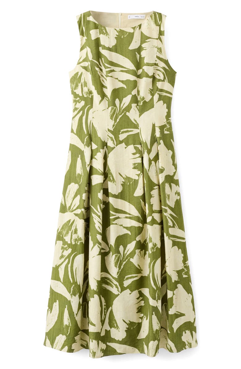 MANGO Floral Print Sleeveless Maxi Dress, Main, color, Green