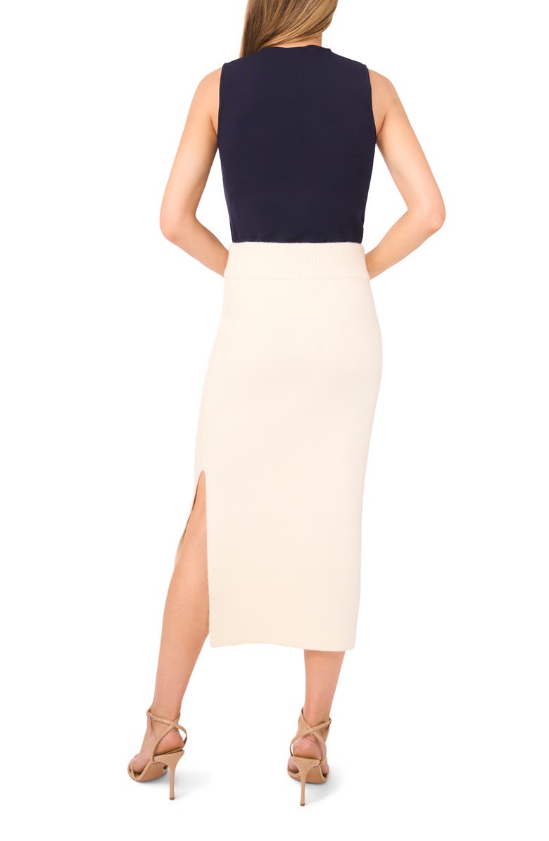 Ted Baker Rib Side Slit Sweater Skirt, Alternate, color, Warm White