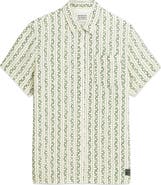 Scotch & Soda Horseshoe Print Short Sleeve Linen Button-Up Shirt