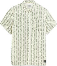 Scotch & Soda Horseshoe Print Short Sleeve Linen Button-Up Shirt