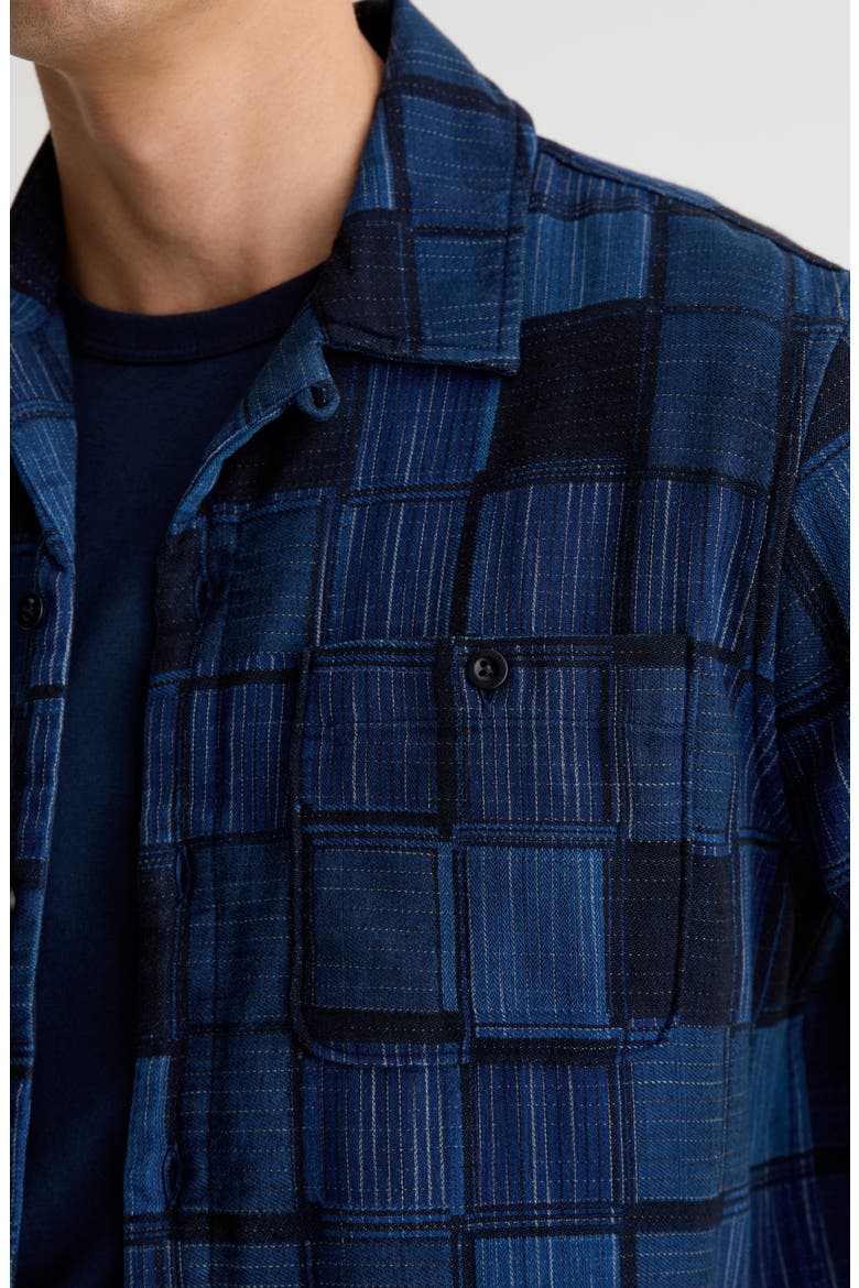 Louis Patchwork Cotton Camp Shirt, Alternate, color, COBALT CLUB