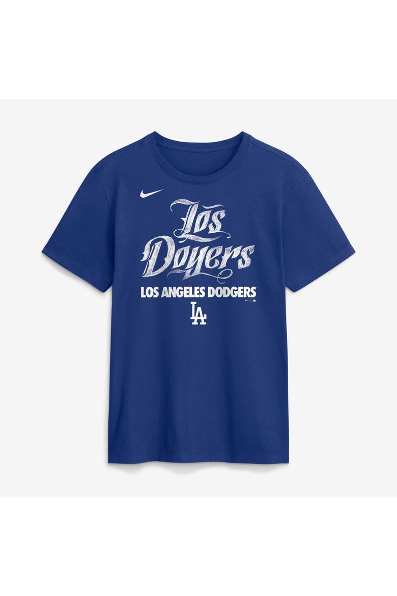 Men's Nike Royal Los Angeles Dodgers City Connect Handwriting Club T-Shirt, Main, color, Royal