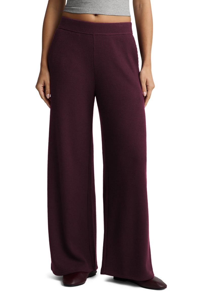Rest Day Waffle Wide Leg Pants, Main, color, CABERNET